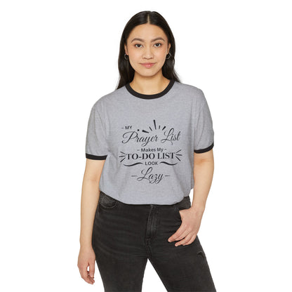 My Prayer List > My To-Do List - Unisex Cotton Ringer T-Shirt