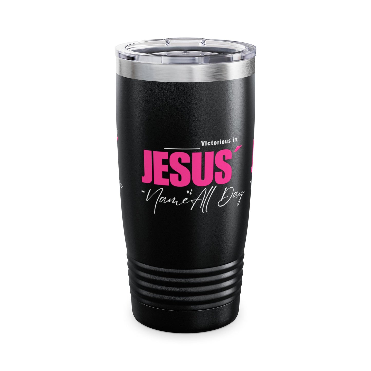 Victorious in Jesus Name All Day - 20oz Ringneck Tumbler