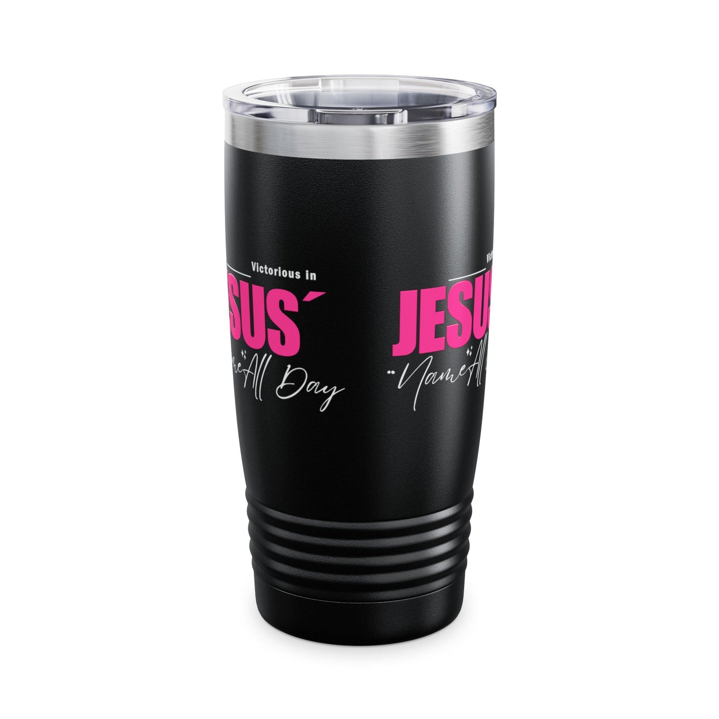 Victorious in Jesus Name All Day - 20oz Ringneck Tumbler