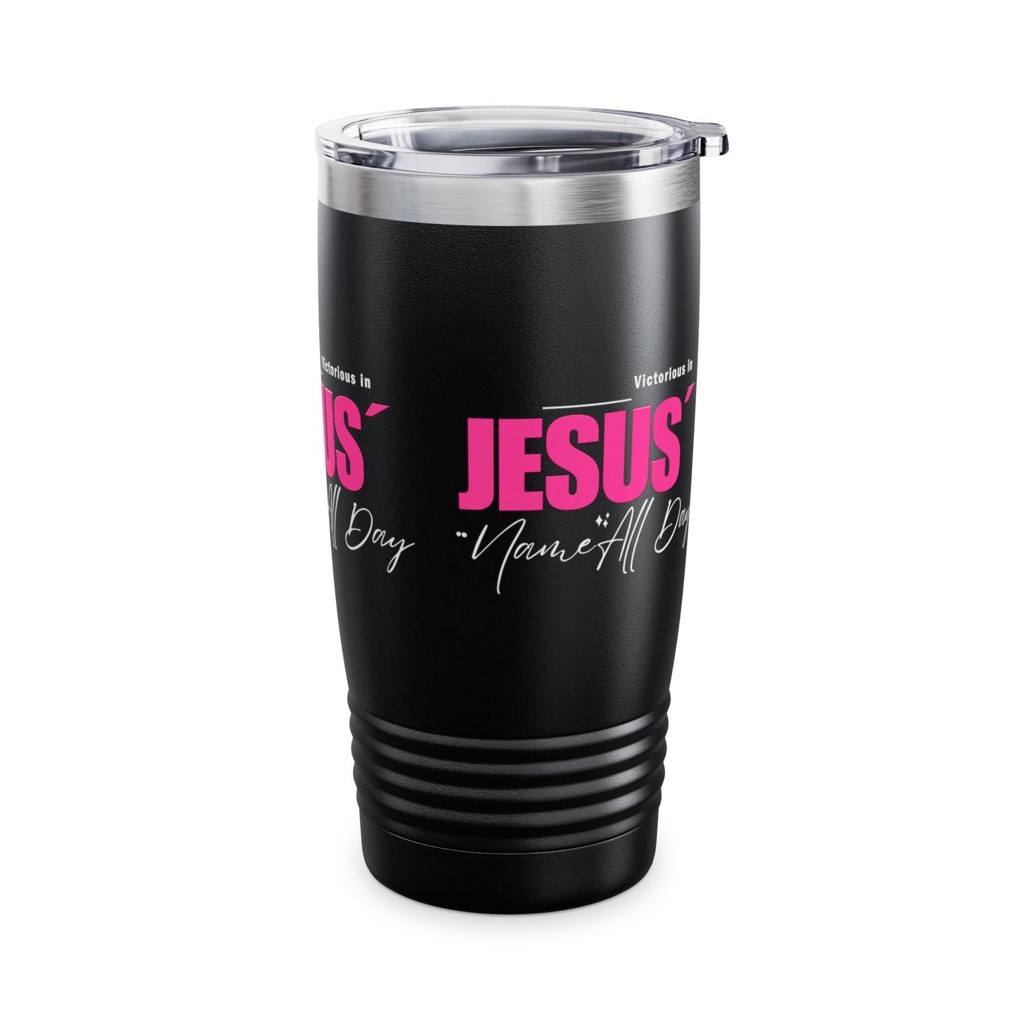 Victorious in Jesus Name All Day - 20oz Ringneck Tumbler