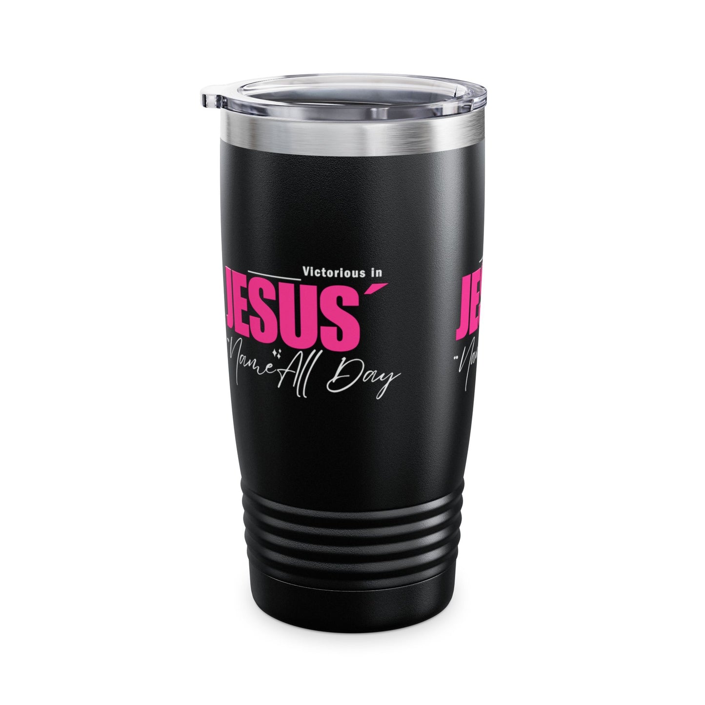 Victorious in Jesus Name All Day - 20oz Ringneck Tumbler