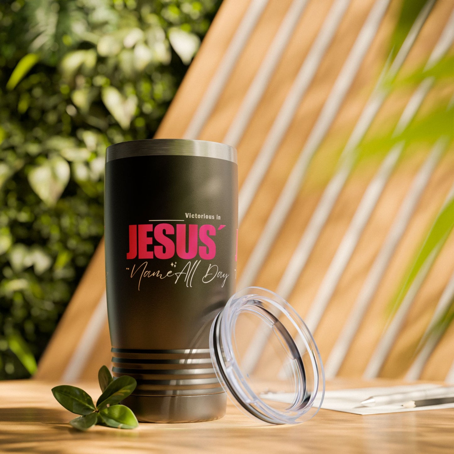 Victorious in Jesus Name All Day - 20oz Ringneck Tumbler